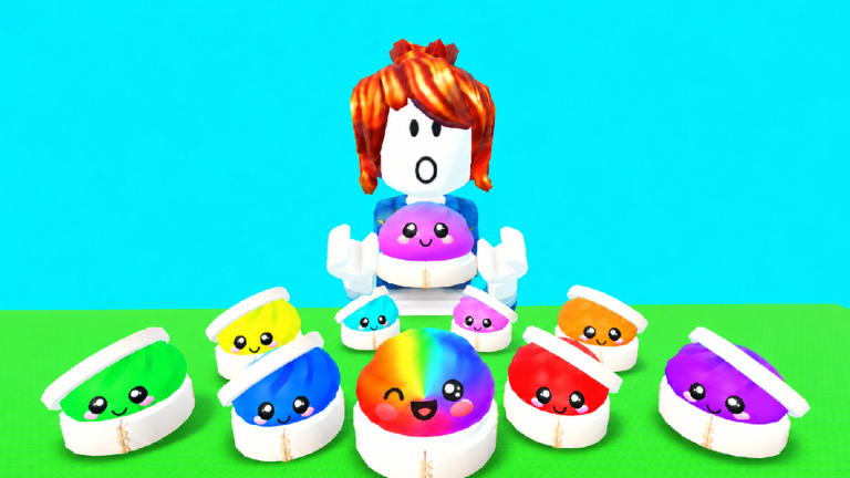 Official TRADE AND DUMPLING Roblox game media showing a colourful dumpling collection.